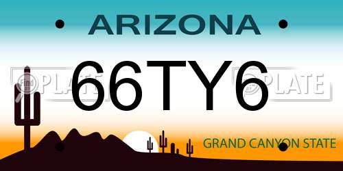 66TY6 Arizona License Plate
