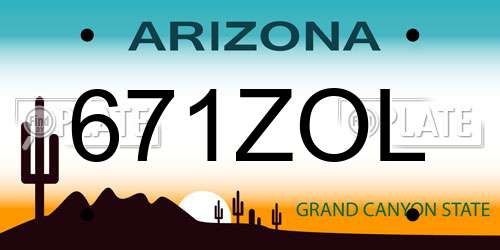 671ZOL Arizona License Plate