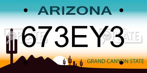 673EY3 Arizona License Plate