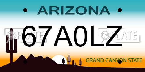 67A0LZ Arizona License Plate