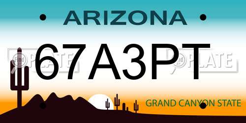 67A3PT Arizona License Plate