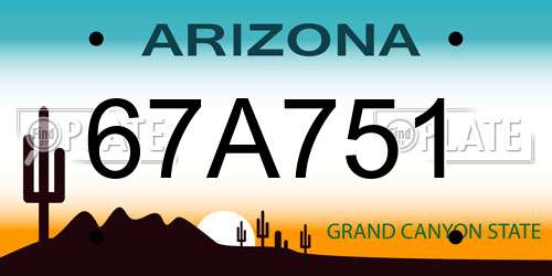 67A751 Arizona License Plate