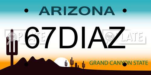 67DIAZ Arizona License Plate