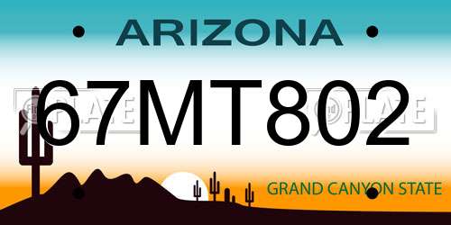 67MT802 Arizona License Plate