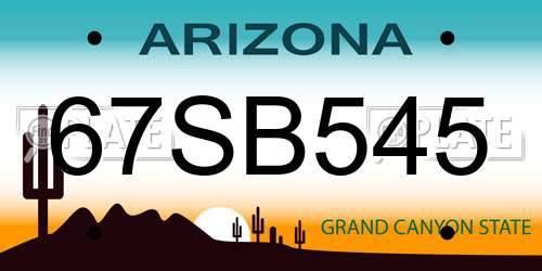 67SB545 Arizona License Plate
