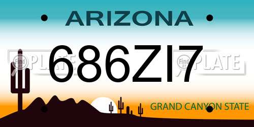 686ZI7 Arizona License Plate