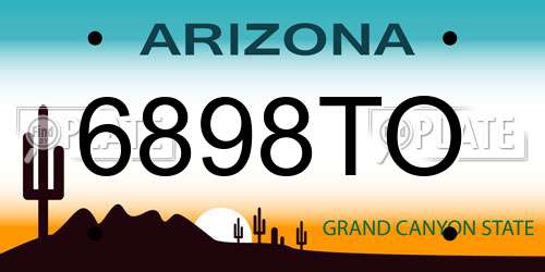 6898TO Arizona License Plate