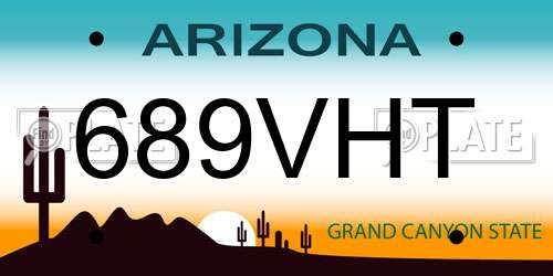 689VHT Arizona License Plate