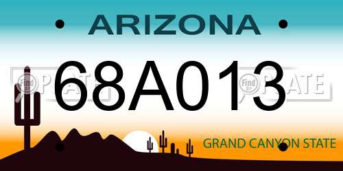 68A013 Arizona License Plate