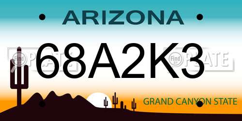 68A2K3 Arizona License Plate