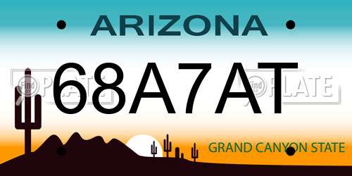 68A7AT Arizona License Plate