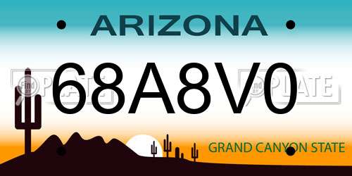 68A8V0 Arizona License Plate