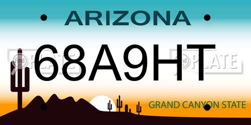 68A9HT Arizona License Plate