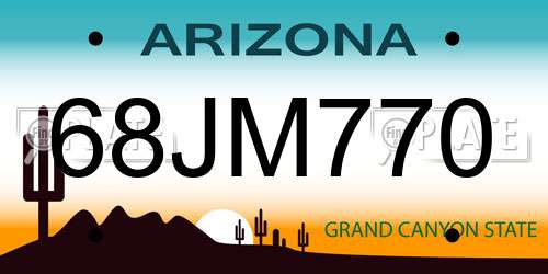 68JM770 Arizona License Plate