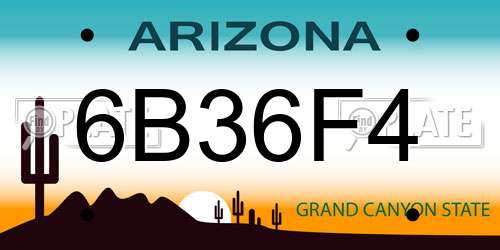 6B36F4 Arizona License Plate