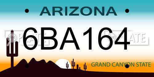 6BA164 Arizona License Plate