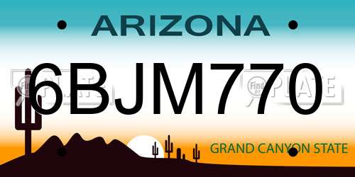 6BJM770 Arizona License Plate