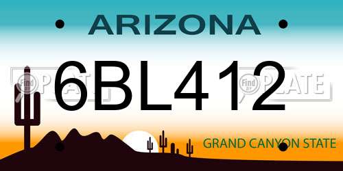 6BL412 Arizona License Plate