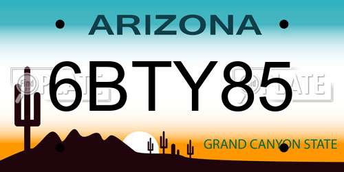 6BTY85 Arizona License Plate