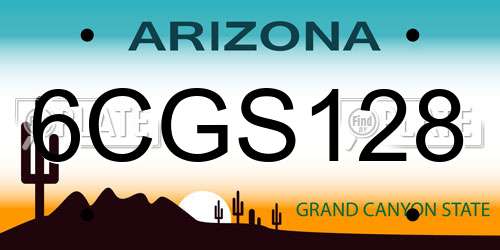 6CGS128 Arizona License Plate