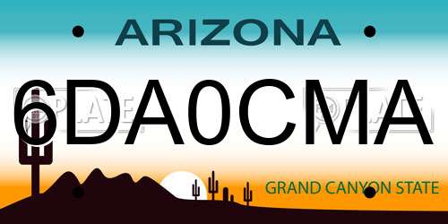 6DA0CMA Arizona License Plate