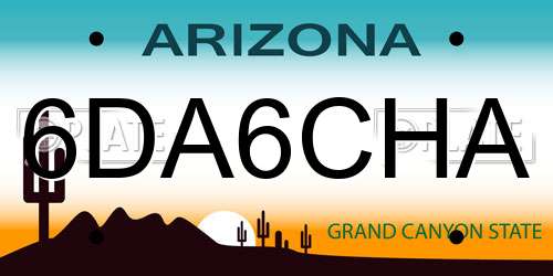 6DA6CHA Arizona License Plate