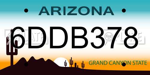6DDB378 Arizona License Plate