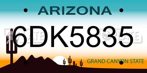 6DK5835 Arizona License Plate