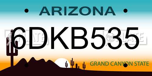6DKB535 Arizona License Plate