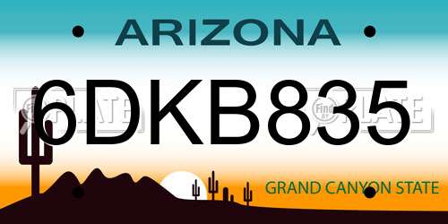6DKB835 Arizona License Plate