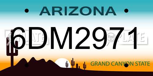 6DM2971 Arizona License Plate