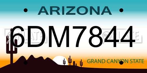 6DM7844 Arizona License Plate
