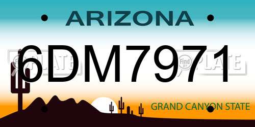 6DM7971 Arizona License Plate