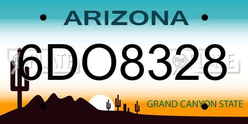 6DO8328 Arizona License Plate