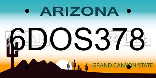 6DOS378 Arizona License Plate