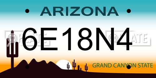 6E18N4 Arizona License Plate