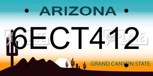 6ECT412 Arizona License Plate