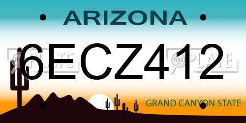 6ECZ412 Arizona License Plate