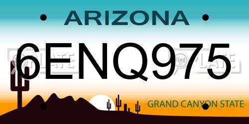 6ENQ975 Arizona License Plate