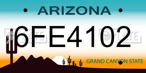 6FE4102 Arizona License Plate
