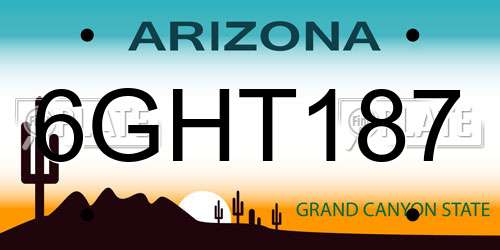 6GHT187 Arizona License Plate