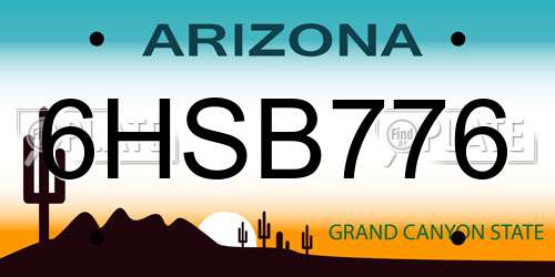 6HSB776 Arizona License Plate