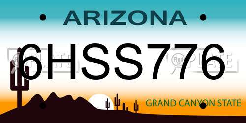 6HSS776 Arizona License Plate