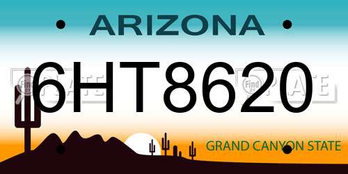 6HT8620 Arizona License Plate