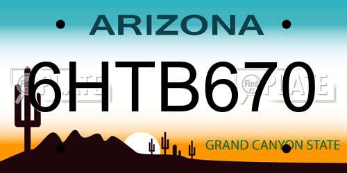 6HTB670 Arizona License Plate