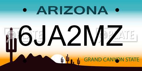 6JA2MZ Arizona License Plate