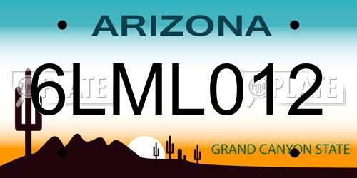 6LML012 Arizona License Plate
