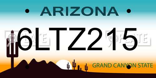 6LTZ215 Arizona License Plate
