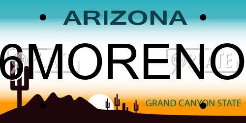 6MORENO Arizona License Plate