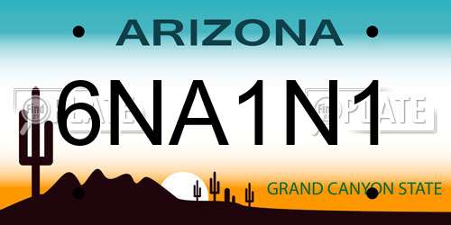 6NA1N1 Arizona License Plate